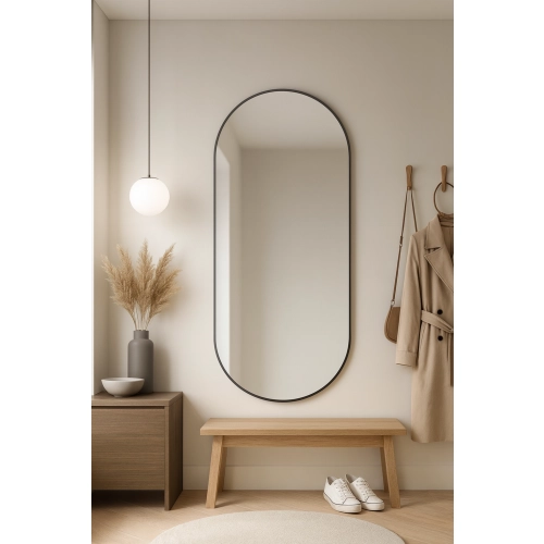 Lustro owalne w ramie czarnej MDF SLIM - OLI - kolor ramy do wyboru